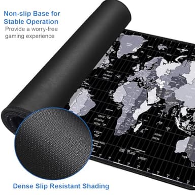 Large Mouse Pad, 31.5x15.7 inch Large Extended Computer Keyboard Mouse Mat, Water Resist Non-Slip Mousepad Rubber Base Long XXL Desk Mouse Pad for Work & Gaming, Office & Home, Grey Map - Image 4