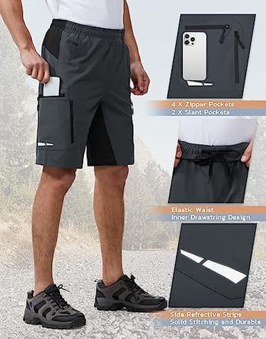 Ally Men's Mountain Bike Shorts 4D Padded Lightweight Loose-fit with Zipper Pockets for Biking Cycling Bicycle Riding Biker (Attached-pad DK Grey, X-Large) - Image 5