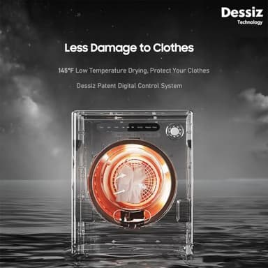 Dessiz Clothes Dryer, 970w, 1.6 Cu.Ft. Machine for laundry with Stainless Steel Drum, 11lbs with Exhaust Hose,Digital Control, Auto Stop with Hygrometer Sensor, Dryer for Apartments, Home, RV, Dorms - Image 2