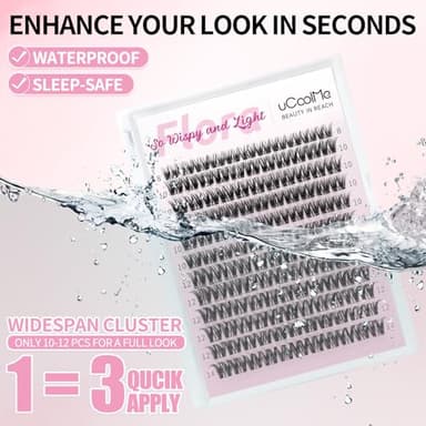 Flora Lash Clusters Kit 8-14mm Individual Lashes D Curl Spiky Cluster Lashes Kit Wispy Eyelash Clusters DIY Eyelash Extension kit with Lash Bond and Seal 0.05mm Ultra-Thin Black Lash Band DIY at Home - Image 2