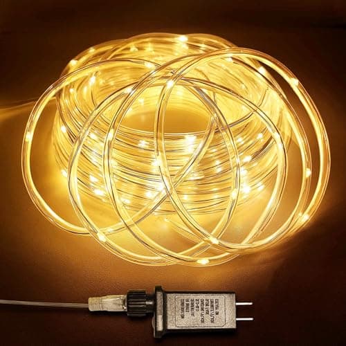 66Ft Rope Lights, 200 LED Waterproof Rope Light, Rope Lights Outdoor Indoor, Rope lighting for Patio, Pool, Bedroom, Living room, Landscape Lighting and Christmas Tree Decorations (Warm White) - Image 1