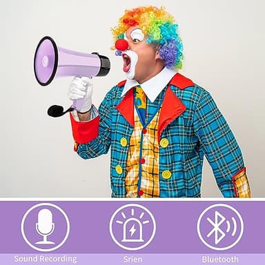 MGROLX 20W Megaphone Bullhorn| Bull Horn Loud Speaker with Bluetooth | Mega Phone Built-in Siren & Whistle Plus Recording funcation | Voice Changer for Adults, Kids, Party Games and Outdoor (Purple) - Image 4