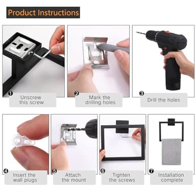 JOPOFI Towel Ring - Thicken SUS 304 Stainless Steel Towel Holder, Towel Racks for Bathroom, Square Modern Design Hand Towel Holder, Contemporary Hand Towel Bar - Matte Black - Image 7