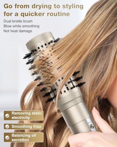 7MAGIC 6 in 1 Multi Hair Styler Dryer Brush, 110,000 RPM High-Speed, Negative Ionic, Fast Drying for Professional Blow Dry, Curling, Volumizing, Straightening and Styling, Gold - Image 6