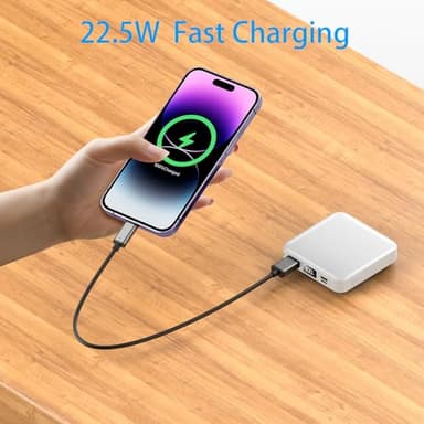 ummz Portable Charger with Built-in Cable,12000mAh 22.5W Fast Charging Small Power Bank,USB C Input/Output with Smart LED Display,External Battery Pack for iPhone,Tablet,Samsung - Image 3