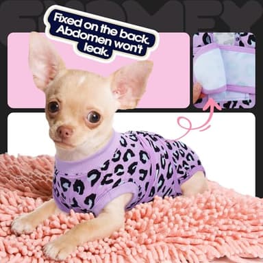 FUAMEY Recovery Suit for Dogs After Surgery,Soft Breathable Dog Bodysuit E-Collar & Cone Alternative Surgical Suit,Male Female Dog Neuter Spay Suits Anti Licking Wounds Onesie Purple Leopard L - Image 8