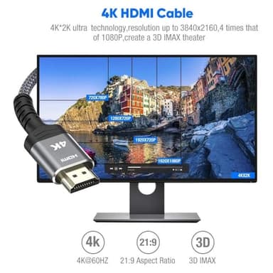 Highwings High-Speed 25 FT HDMI Cable, 18Gbps 2.0 Braided HDMI Cord, 4K HDR, HDR10, HDCP 2.2, ARC, Compatible with Roku TV/HDTV/PS5/Blu-ray - Image 8