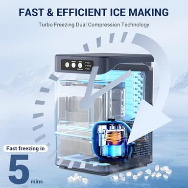 Nugget Ice Maker 43Lbs/24H with 0.8 Gallon Tank,Self-Cleaning Portable Countertop Ice Maker,Soft Chewable Pellet Ice Ready in 5-10min,Stainless Steels Nugget Ice Machine for Kitchens/Home/Office/Bar - Image 2