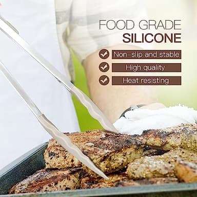 Kitchen Utensils Set-Silicone Cooking Utensils-33pcs Non-Stick Silicone Cooking Kitchen Utensils Spatula Set with Holder-Best Kitchen Cookware with Stainless Steel Handle (Khaki) - Image 5
