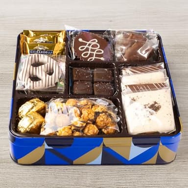 Blue Bow Gourmet Artisanal Chocolate Assortment Gift Tin for Birthday, Thank You, Business Gifts, Holiday - Image 4