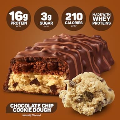 FITCRUNCH Snack Size Protein Bars, 6-Layer Baked Bar, 3g of Sugar, Gluten Free & Soft Cake Core (9 Bars, Chocolate Chip Cookie Dough) - Image 3