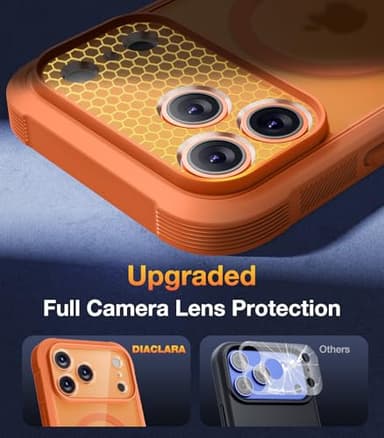 Diaclara Magnetic Designed for iPhone 17 Pro Case Full Body Bumper,[Compatible with MagSafe] Military Drop Proof Cover with Built-in Touch Sensitive Anti-Scratch Screen Protector,Orange - Image 5