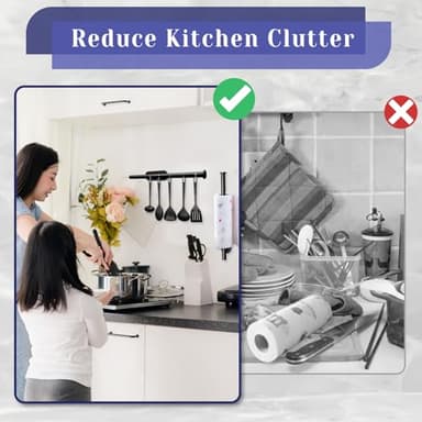 Paper Towel Holder, Self Adhesive or Drilling Paper Towel Holder Under Cabinet, Stainless Steel Black Paper Towel Holders Wall Mount for Kitchen, Bathroom, Sink, Pantry, Fridge - Image 6