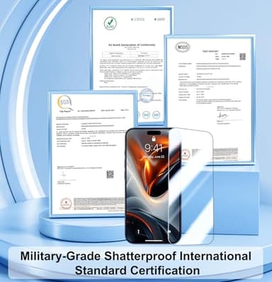 QHOHQ [1-Second Auto-Install] 3 Pack Screen Protector for iPhone 17 Pro [6.3 Inch] + 1 Set Camera Lens Protector, Shatterproof Tempered Glass, [Military Grade Protection], Anti-Finger, Case Friendly - Image 4
