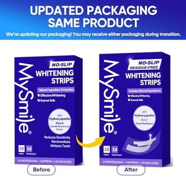 MySmile Teeth Whitening Strips 14 Treatments Kit, Hydroxyapatite-Infuse White Strips, Non-Sensitive Teeth Whitening with Soothing Natural Ingredients, Enamel-Safe, Residue-Free, Non-Slip(28 Count) - Image 9