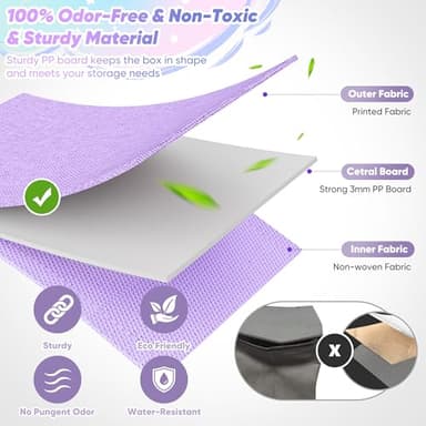 Mabahoo Extra Large Toy Box, Toy Chest for Kids Boys Girls, Collapsible Sturdy Storage Organizer with Mesh Pockets, 40"x14"x16" Kids Box Bins Baskets for Nursery, Playroom, Purple - Image 3