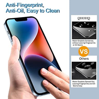 QHOHQ 3 Pack Screen Protector for iPhone 14 / iPhone 13 [6.1 Inch] with 3 Pack Tempered Glass Camera Lens Protector, Ultra HD, 9H Hardness,Case Friendly - Image 5
