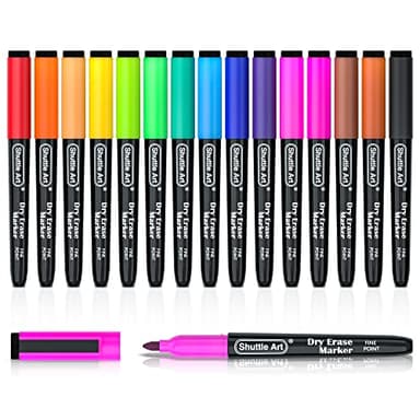 Shuttle Art Dry Erase Markers, 15 Colors Magnetic Whiteboard Markers, Fine Point, Perfect For Writing on Whiteboards, Dry-Erase Boards,Mirrors for School Office Home - Image 1