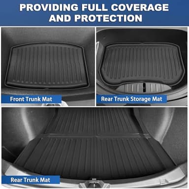 Weize Floor Mats Fit for Tesla Model 3 Highland 2025 2024, TPE All Weather Cargo Liner Floor Mats and Cargo Trunk Mats Accessories Front Rear Cargo Mat Full Set - Image 4