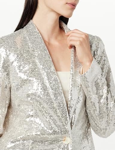 The Drop Women's Blake Long Blazer, Silver Sequins, 4X - Image 3