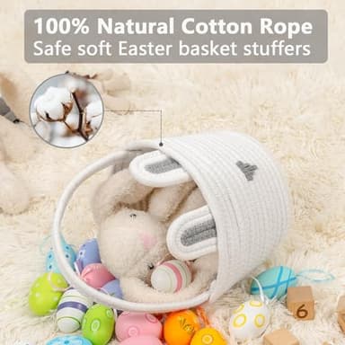 CubesLand Easter Basket Set for Kids & Babies Boys and Girls - 2-Piece Handwoven Cotton Rope Easter Bunny Baskets, Easter Egg Hunt & Festive Decor, Soft & Sturdy Design, Small - Image 4
