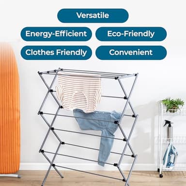 Honey-Can-Do Collapsible Laundry Drying Rack, Sturdy Steel, Foldable & Portable Clothes Drying Rack, Space-Saving Design, Indoor & Outdoor Drying, Ideal for Laundry Room 50lb Capacity, Silver - Image 3