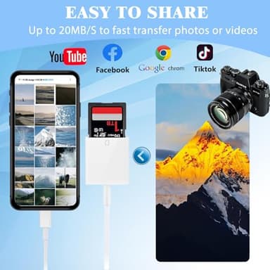 iPhone SD Card Reader USB C, Digital Camera Adapter iPhone 17, Trail Camera SD Card Reader USB C Memory Card Reader for iPhone 17/16/15/iPad/MacBook/iMac/Galaxy/Android - Image 7