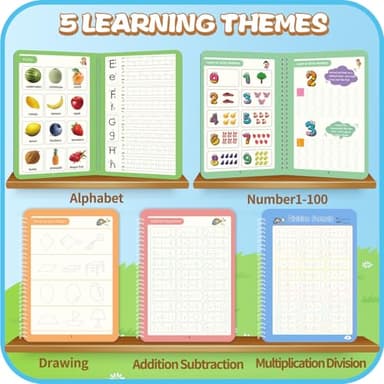 Magic Practice Copybook, Reusable Writing Practice Book, for Preschool Kids Age 3-8 ​Calligraphy 9.44in×6.29in(5 Books with Pens) - Image 4