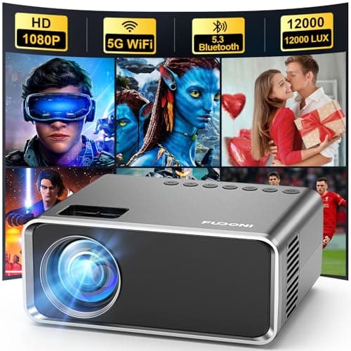 FUDONI Projector with WiFi and Bluetooth 4K Supported, Upgraded Outdoor Movie Projectors Native 1080P FHD, Video Proyector for Home Theater, Compatible w/HDMI/USB/iOS/Android/Windows/TV Stick - Image 1