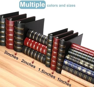 Vintage Hardback 3 Ring Binder 1.5 Inch, Professional Leather Binder 3 Ring, Three Ring Binders Fits 8.5 x 11, D Ring Binders for Photo Album, Home, School and Office Supplies- Black - Image 4