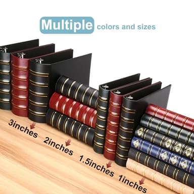 LETVPVOW Vintage Hardback 3 Ring Binder 2 Inch, Professional Leather Binders 2 Inch D Ring, Holds 400 Sheets Capacity 2 Pack - Dark Green - Image 5