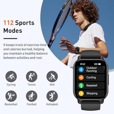 Smart Watch, 1.95" Smartwatch for Men Women(Answer/Make Call), 2025 Fitness Watch with 110+ Sports Modes/Heart Rate/Pedometer/Sleep Monitor, IP68 Waterproof Fitness Activity Tracker for Android iOS - Image 4