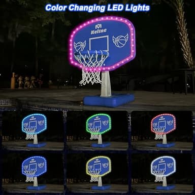 Dahivs LED Pool Basketball Hoop, Solar Powered Poolside Basketball Hoop for Pool with Colorful Lights, Oversized Water Basketball Hoops with 2 Balls/Pump, Light Up Pool Games for Adults Teens. - Image 3