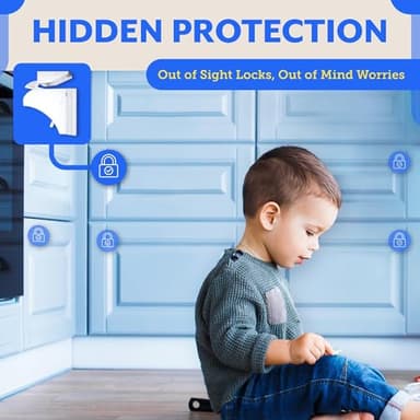 Eco Baby Magnetic Cabinet Locks for Babies - Magnetic Baby Proofing Cabinet Locks, Child Locks for Cabinets Drawers Doors for Back to School - Easy Installation No Tools Required (12 Pack and 2 Keys) - Image 7