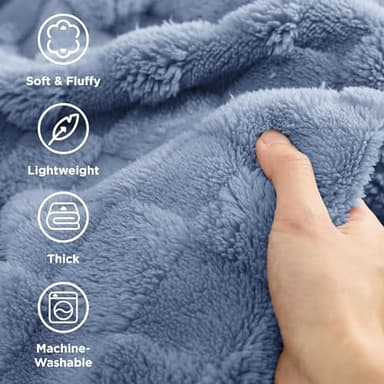 Bedsure GentleSoft Twin Blanket for Bed Ashley Blue - Super Soft Cozy Blankets for Women Men Girls, Cute Fuzzy Fleece Throws for Bedroom Couch, 60x80 Inches - Image 3