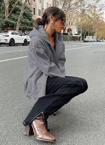 PRETTYGARDEN Women's 2025 Zip Up Y2K Hoodies Casual Long Sleeve Sweatshirts Spring Track Jackets with Pockets (Dark Grey,XX-Large) - Image 2