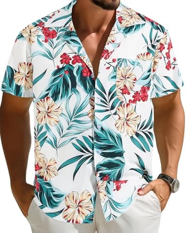 APTRO Men's Hawaiian Shirt Short Sleeve Tropical Vacation Button Down Beach Floral Palm Shirts #209 4X - Image 1