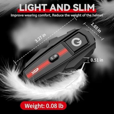 XGP Motorcycle Bluetooth Headset V5.2 with Music Sharing, 2-Way Motorcycle Helmet Bluetooth with IP67 Waterproof, Helmet Intercom Communication Systems for Snowmobile/ATV/Ski, 1 Pack - Image 2