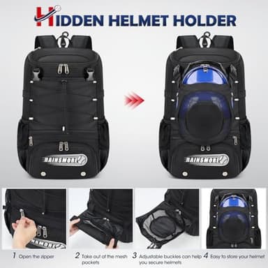 Baseball Bag for Youth & Adult Lightweight Softball Bat Bag with Shoe Compartment, External Helmet Holder and Fence Hook Waterproof Baseball Backpack Hold T-Ball, Bat and Softball Equipment, Black - Image 3