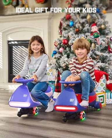 FanttikRide N7 Pro Electric Wiggle Car with Pedal, Rechargeable Battery, CyberWiggle, 2 in 1 Swing Car, 2 Speed, Anti-Rollover, Flashing Wheels, Bluetooth, for Ages 3 and Up, 150 Lbs, Pink - Image 9