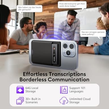 Tophorse AI Voice Recorder, Free Transcribe & Summarize with AI Technology, Digital Voice Recorder w/Case, App Control, Support 101 Languages, 64GB Memory, Voice Recorder for Meetings, Calls, Black - Image 3