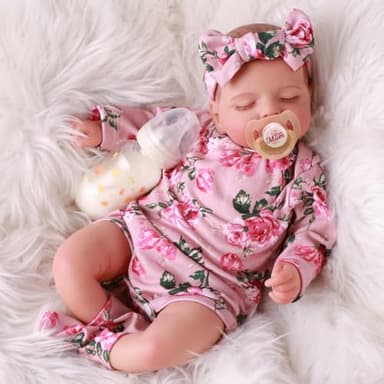 BABESIDE Lifelike Reborn Baby Dolls - Sleeping Realistic Newborn Soft Body Real Life Girl Dolls with Accessories Gifts for Kids Age 3 + & Collection, 20 inches - Image 6