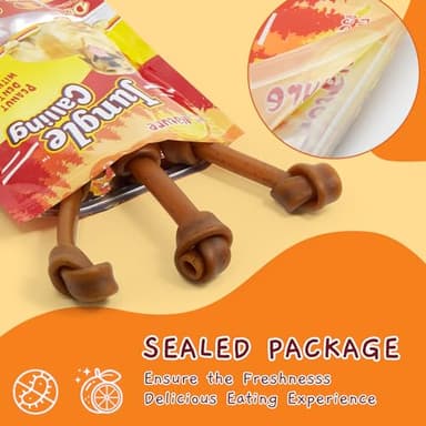 Jungle Calling Rawhide Free Dog Treats, Peanut Butter Bones, 6.5'' Pet Chews for Medium and Large Dogs,Digestible Chewing Snacks,4 Count (Pack of 1) - Image 8