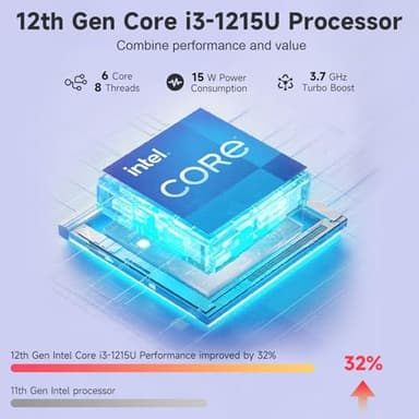 NIMO 17.3" IPS FHD-Business-Laptop, Intel 6 Core i3-1215U 4GB RAM 256GB SSD (Beat i5-1135G7, Up to 4.4GHz) Laptop-Computer with Fingerprint Backlit Keyboard 65W Type C Wi-Fi 6 Numpad Win 11 - Image 2