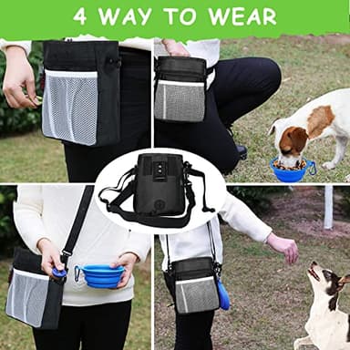 Dog Treat Pouch - 3 Ways to Wear Treat Pouches for Pet Training and 2 Pieces Clicker Taining for Dogs, Dog Training Treat Pouch Bag and Dog Clicker for Training with Waist Belt Shoulder Strap - Black - Image 5