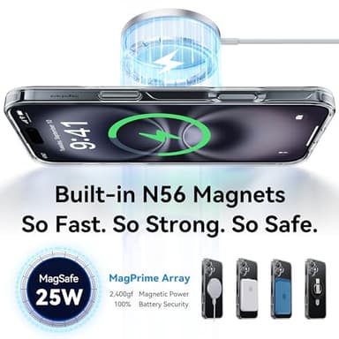 CASEKOO for iPhone 16 Case Clear with Ultra Magnetic Invisible Stand [Compatible with MagSafe] [16FT Military-Grade Protection] Transparent Slim Phone Grip Ring Cover 6.1 inch, Clear - Image 2