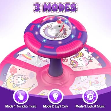 Flooyes Unicorn Sit and Spin Toys for Toddlers Girls 2 Years Old, Birthday Gifts for 2-4, with LED and Music, 360° Spin - Image 5