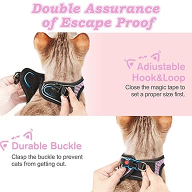 SALFSE Cat Harness and Leash for Walking Escape Proof, Adjustable Kitten Vest Harness Reflective Soft Mesh Puppy Harness for Outdoor, Comfort Fit, Easy to Control (Lpink, M) - Image 6
