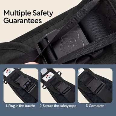 JOYNCLEON Baby Sling Carrier with Hip Seat - Breathable & Adjustable, Anti-Slip Design for Infants 0-36 Months, ASTM Certified, Ergonomic Hands-Free Carrier Carrying 8-35lbs (Black) - Image 5
