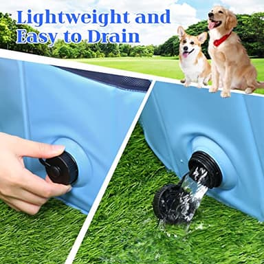 Eooqi Foldable Dog Pool, Portable Pet Bath Tub and Kiddie Swimming Pool, Collapsible Bathtub for Puppies, Small, Medium and Large Dogs, Cats and Kids, 32 x 8 in, Blue - Image 7
